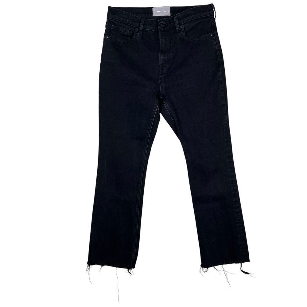 Everlane The Kick Straight Leg Raw Hem Jeans High Rise black Wash Size 29